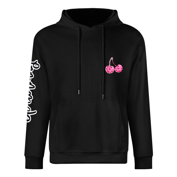 ETC Pink Cherries Black Cotton Hoodie