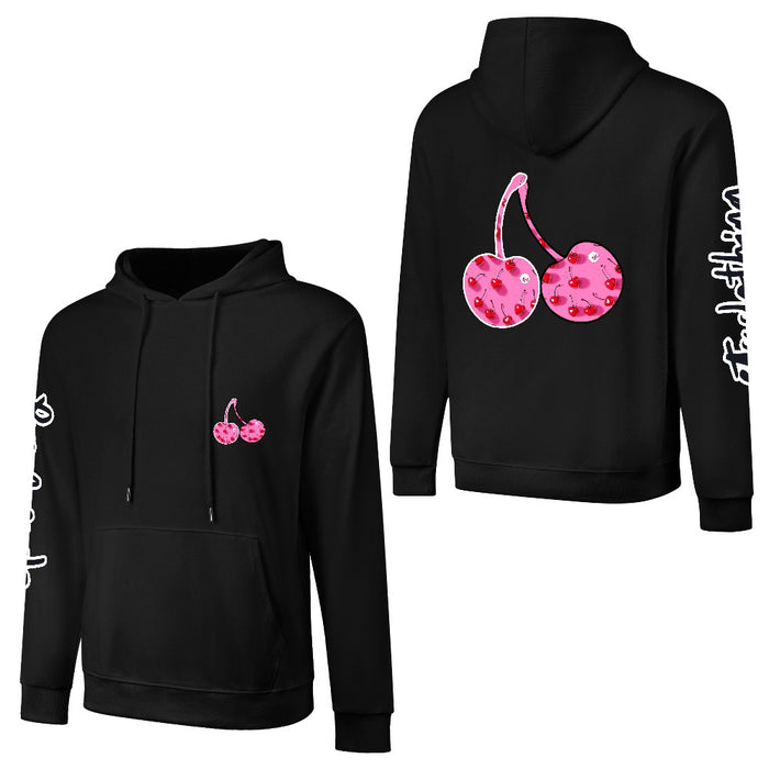 ETC Pink Cherries Black Cotton Hoodie