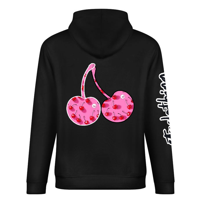 ETC Pink Cherries Black Cotton Hoodie