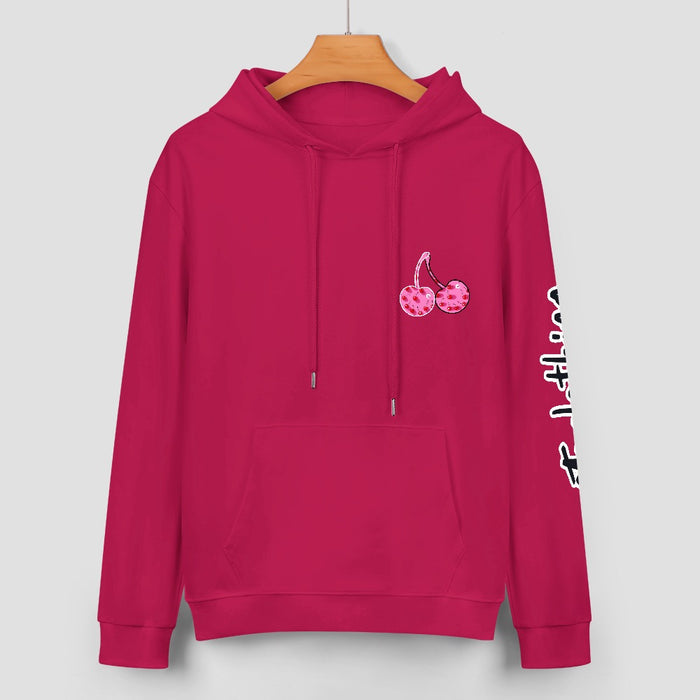 ETC Pink Cherries Dark Pink Cotton Hoodie