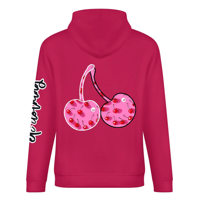 ETC Pink Cherries Dark Pink Cotton Hoodie