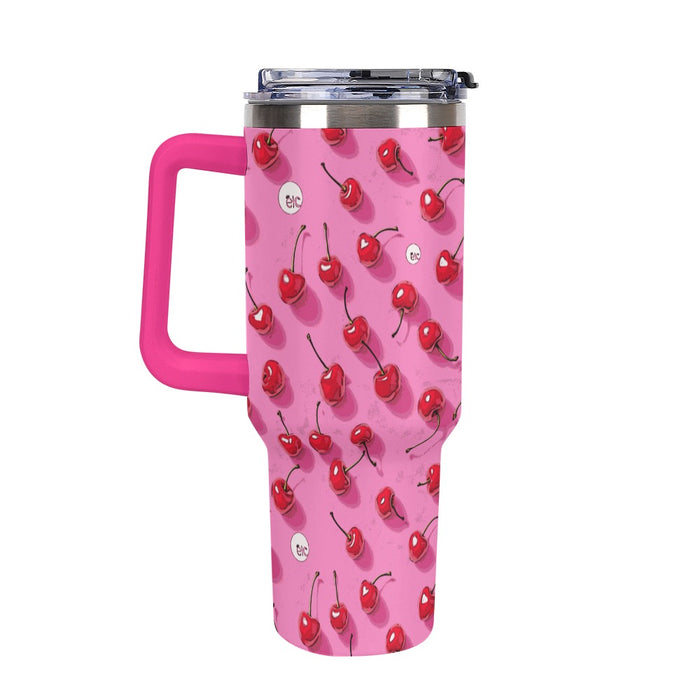 ETC Pink Cherries Insulated Travel Mug