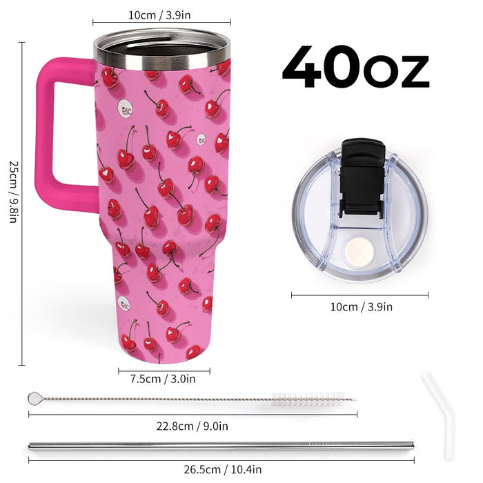 ETC Pink Cherries Insulated Travel Mug