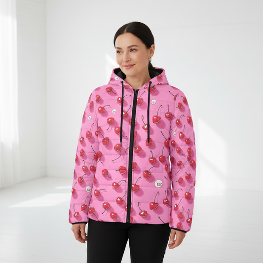 ETC Pink Cherries Puffer Jacket