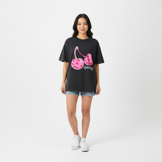 ETC Pink Cherries Vintage Wash Cotton Tee
