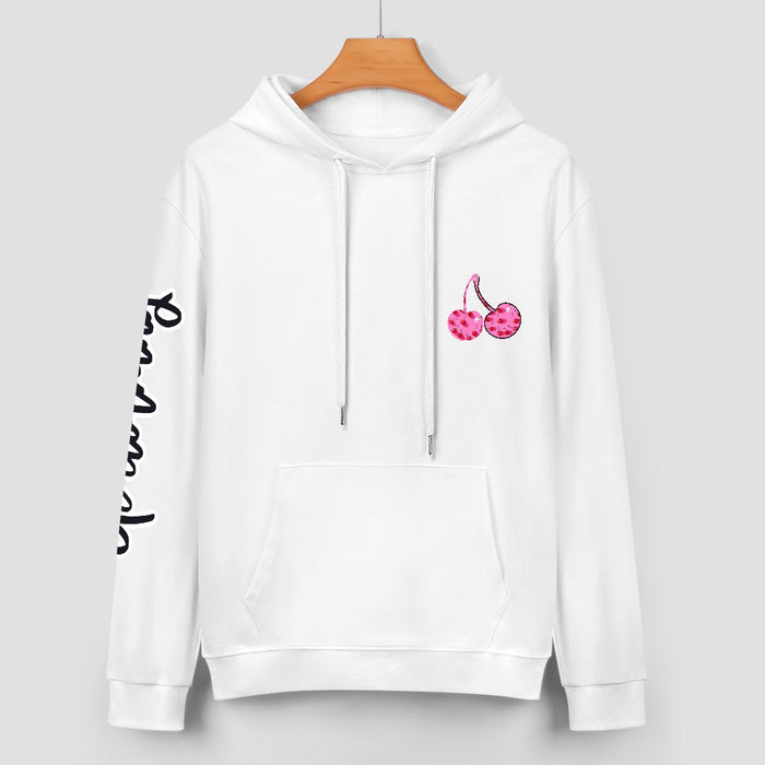 ETC Pink Cherries White Cotton Hoodie