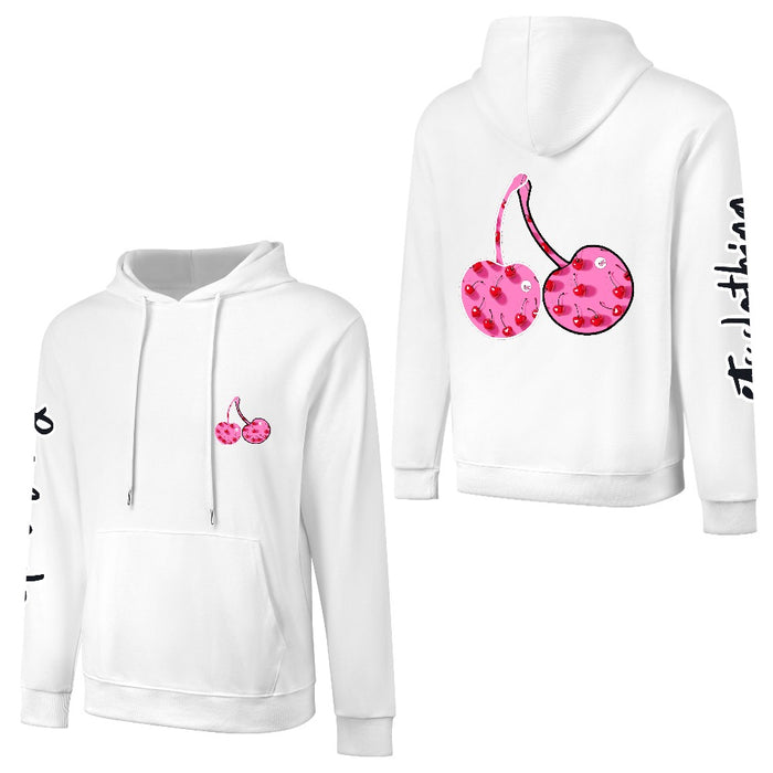 ETC Pink Cherries White Cotton Hoodie