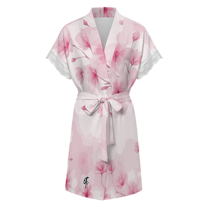 ETC Pink Floral Bloom Lace Robe