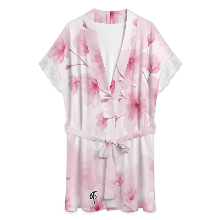 ETC Pink Floral Bloom Lace Robe