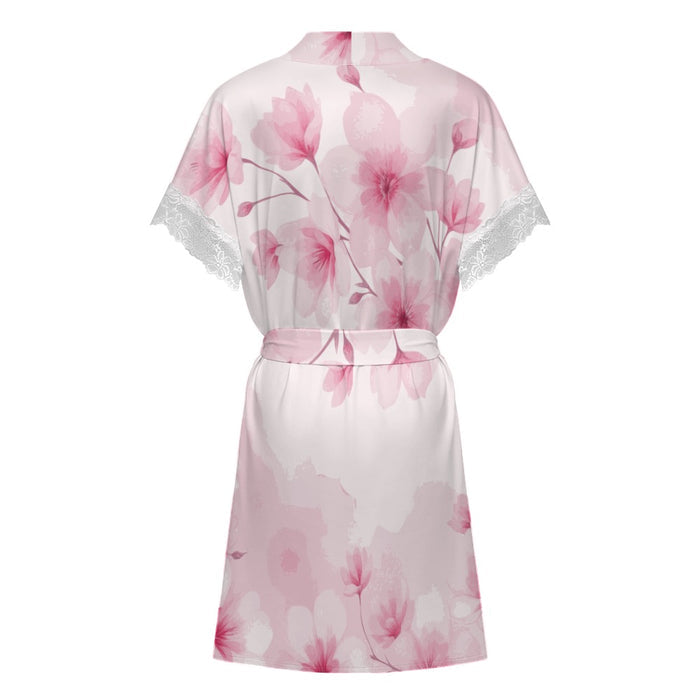 ETC Pink Floral Bloom Lace Robe