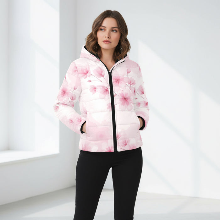 ETC Pink Floral Bloom Puffer Jacket