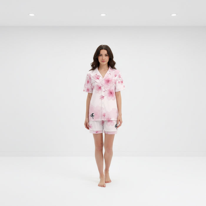 ETC Pink Floral Bloom Silky PJ Set