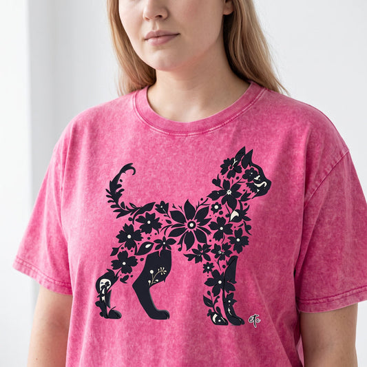 ETC Pink Floral Cat Vintage Tee