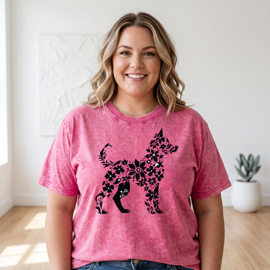 ETC Pink Floral Dog Vintage Tee