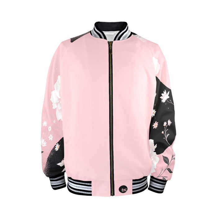 ETC Pink Painted Floral Bomber Jacket