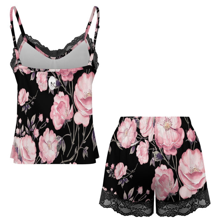 ETC Pink Peonies Milk Silk PJ Set
