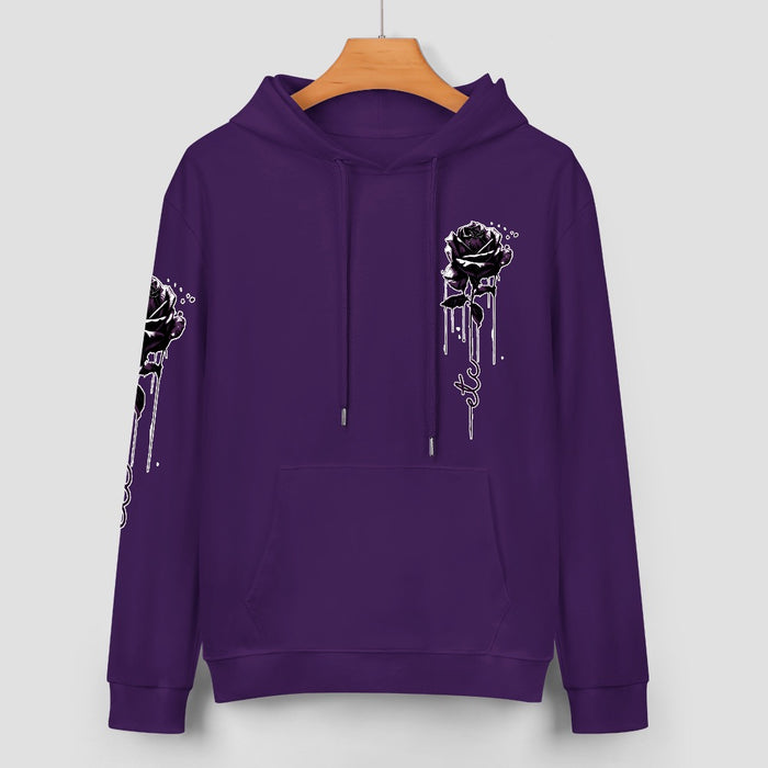 ETC Purple Dripping Rose Cotton Hoodie