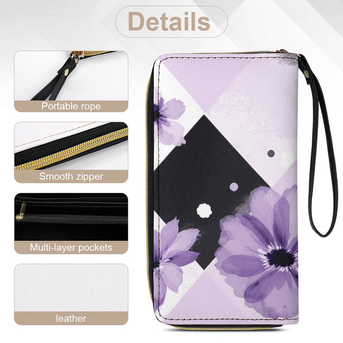 ETC Purple Floral Bloom PU Leather Wallet