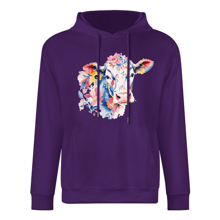 ETC Purple Floral Cow Cotton Hoodie