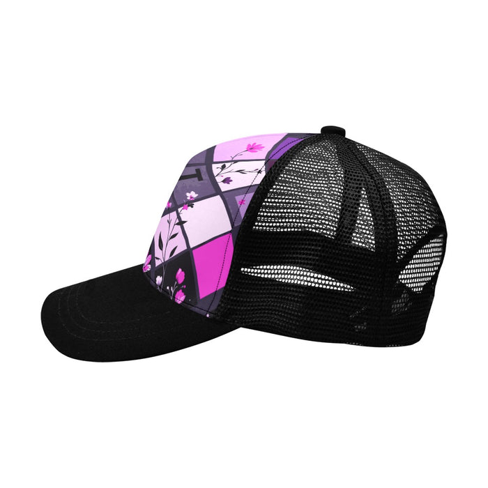 ETC Purple Floral Squares Trucker