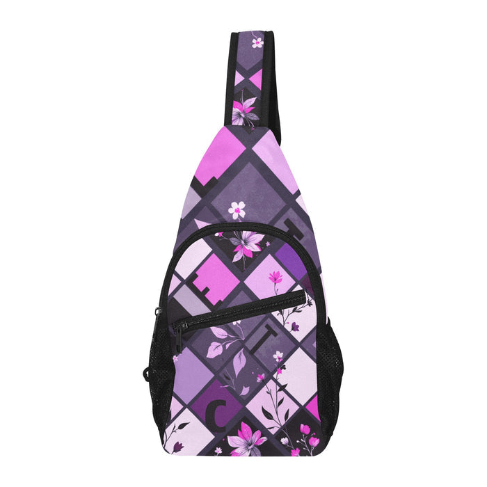 ETC Purple Squares Cross Body Bag