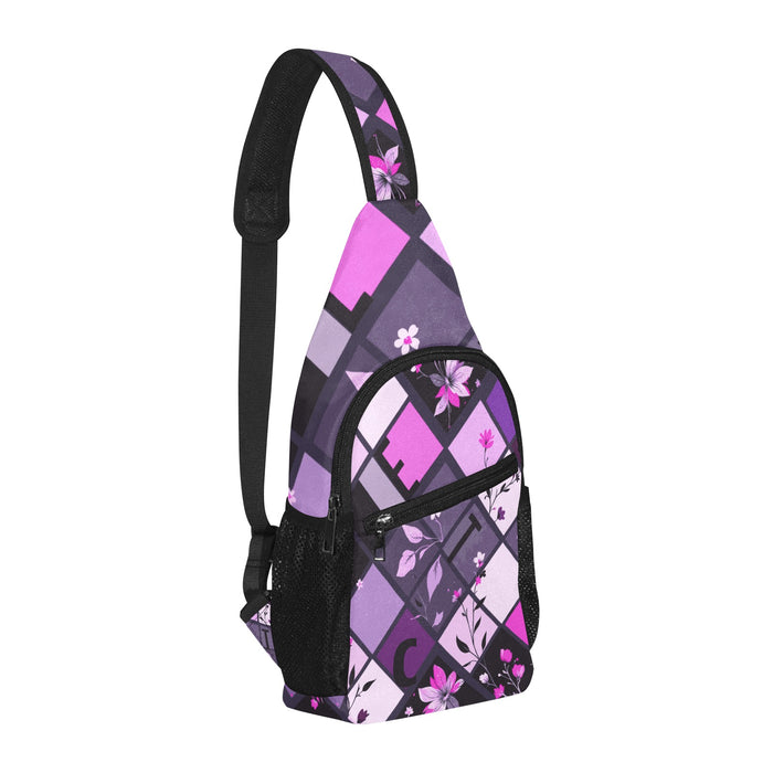 ETC Purple Squares Cross Body Bag