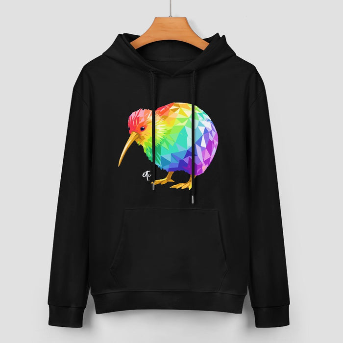 ETC Rainbow Kiwi Cotton Black Hoodie