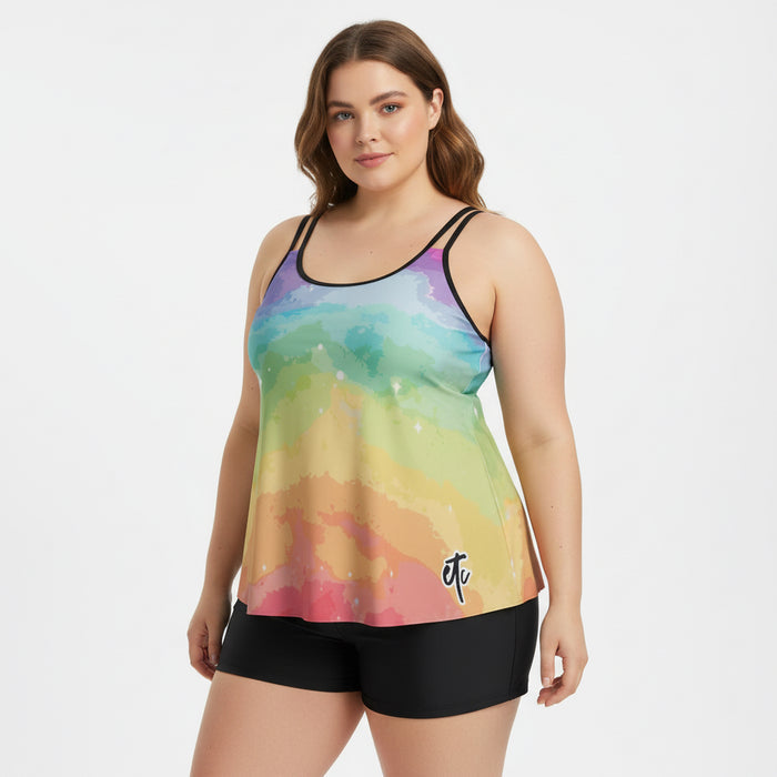 ETC Rainbow Stars Plus Size Tankini Set