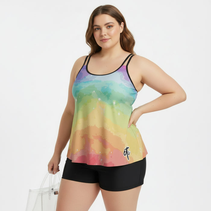 ETC Rainbow Stars Plus Size Tankini Set