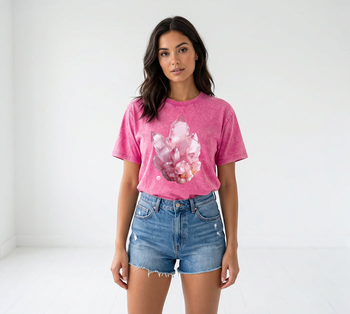 ETC Rose Quartz Crystal Pink Vintage Tee