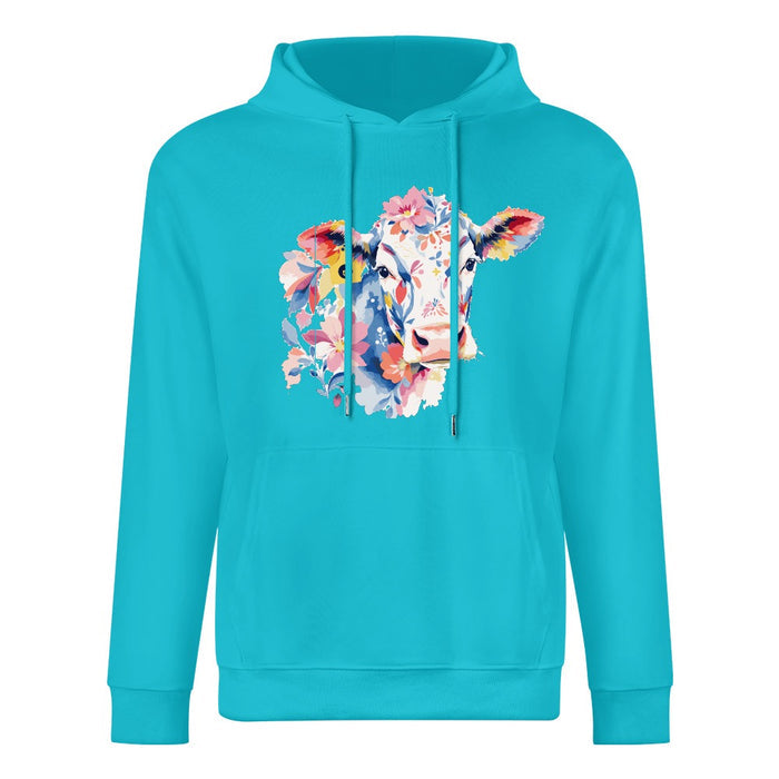 ETC Sky Blue Floral Cow Cotton Hoodie
