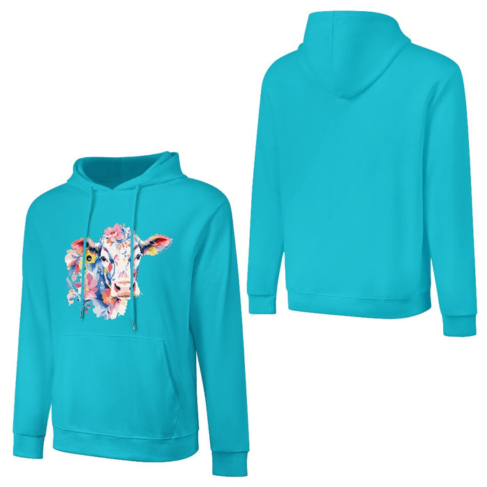 ETC Sky Blue Floral Cow Cotton Hoodie
