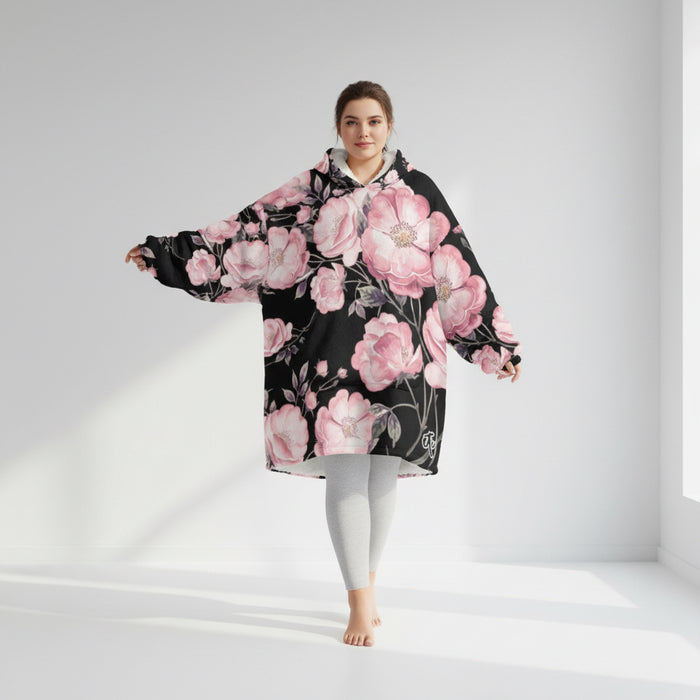 ETC Spring 17' Pink Peonies Hooded Blanket