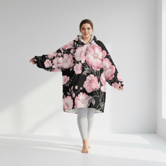 ETC Spring 17' Pink Peonies Hooded Blanket