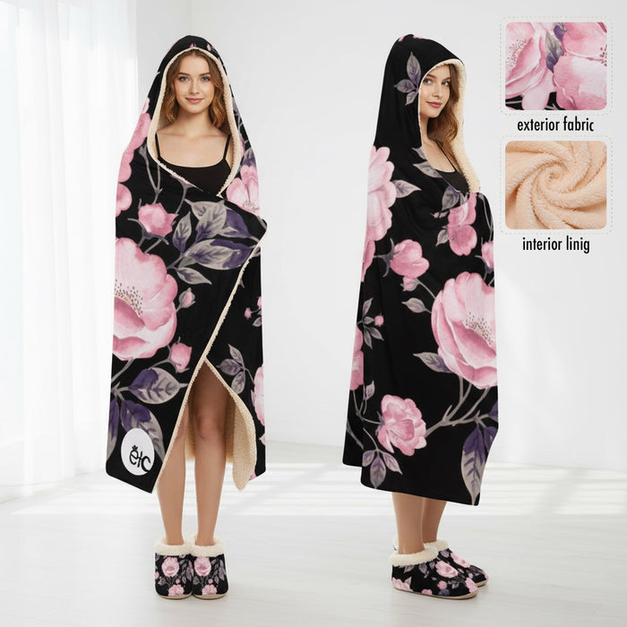 ETC Spring Peonies Hooded Blanket