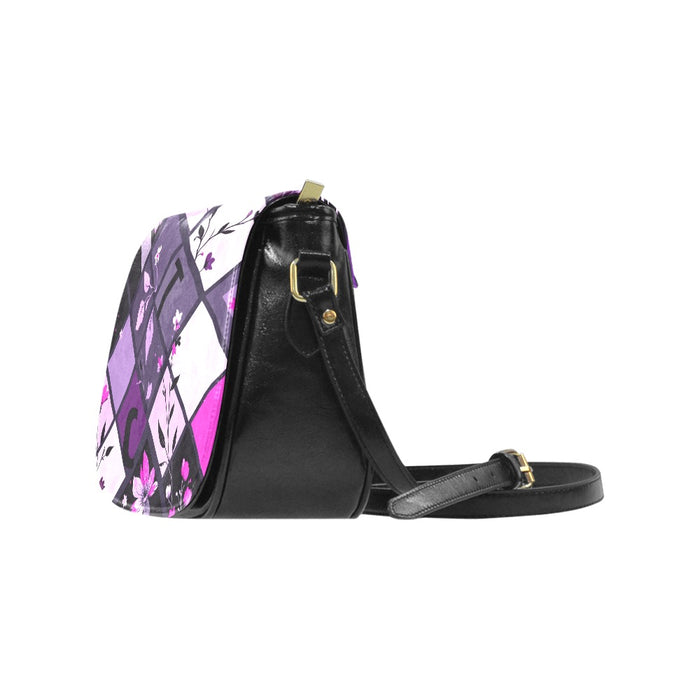 ETC Square Floral PU Leather Saddle Bag