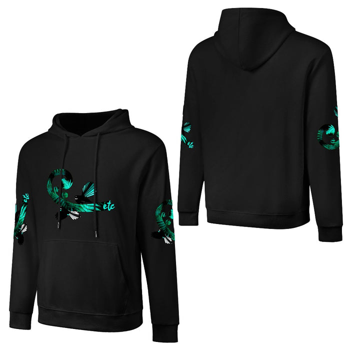 ETC Teal Fantail Fern Cotton Black Hoodie