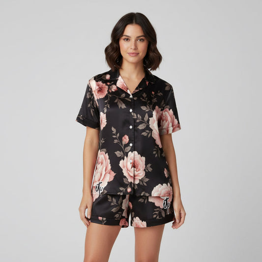 ETC Vintage Floral Collection Silk Pajama Set
