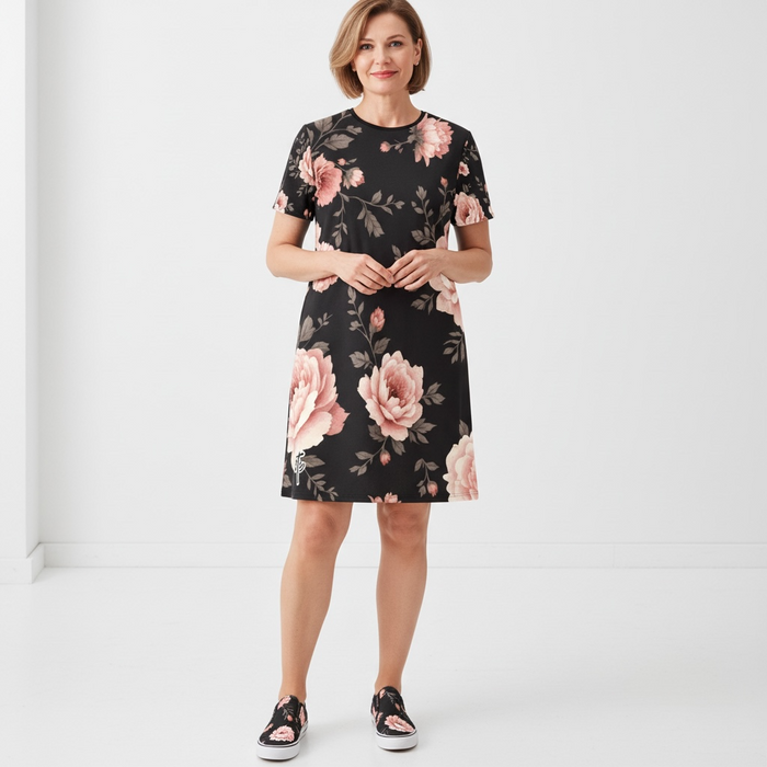 ETC Vintage Floral Tee Shirt Dress