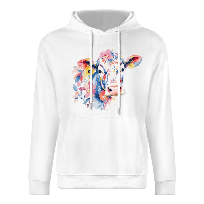 ETC White Floral Cow Cotton Hoodie