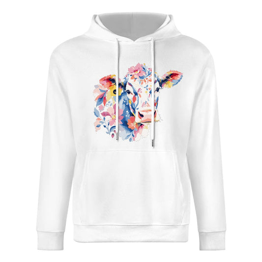 ETC White Floral Cow Cotton Hoodie