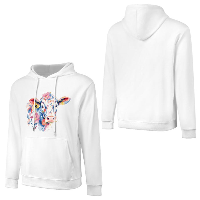 ETC White Floral Cow Cotton Hoodie