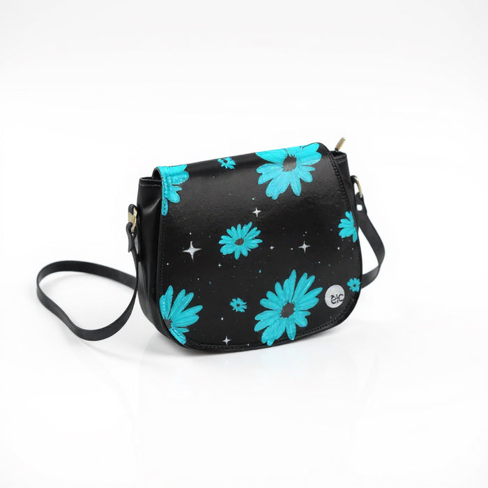 ETC Winter Daisies PU Leather Saddle Bag