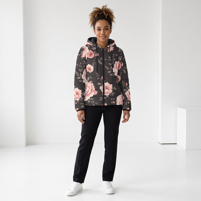 ETC Womans Vintage Floral Puffer Jacket