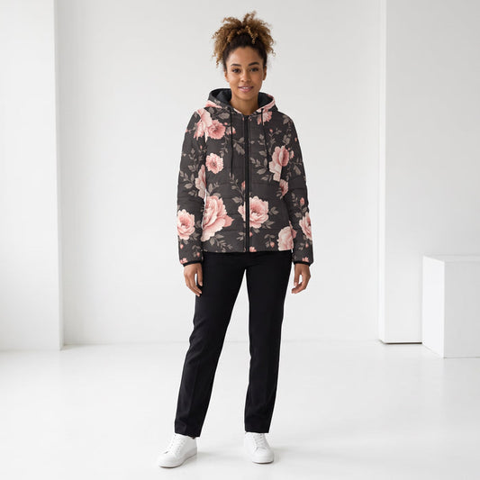 ETC Womans Vintage Floral Puffer Jacket