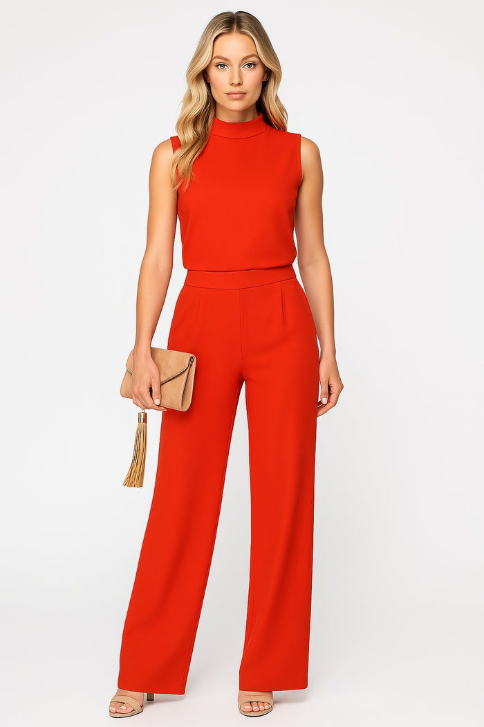 Sleeveless wide-leg jumpsuit, front view