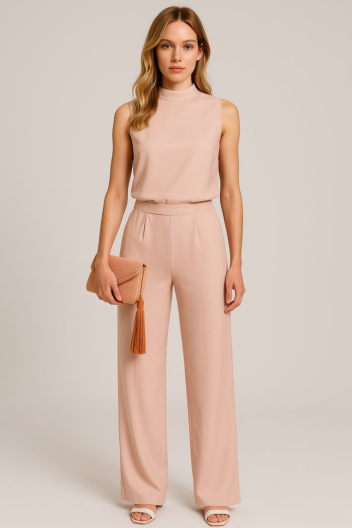 Sleeveless wide-leg jumpsuit, full length view