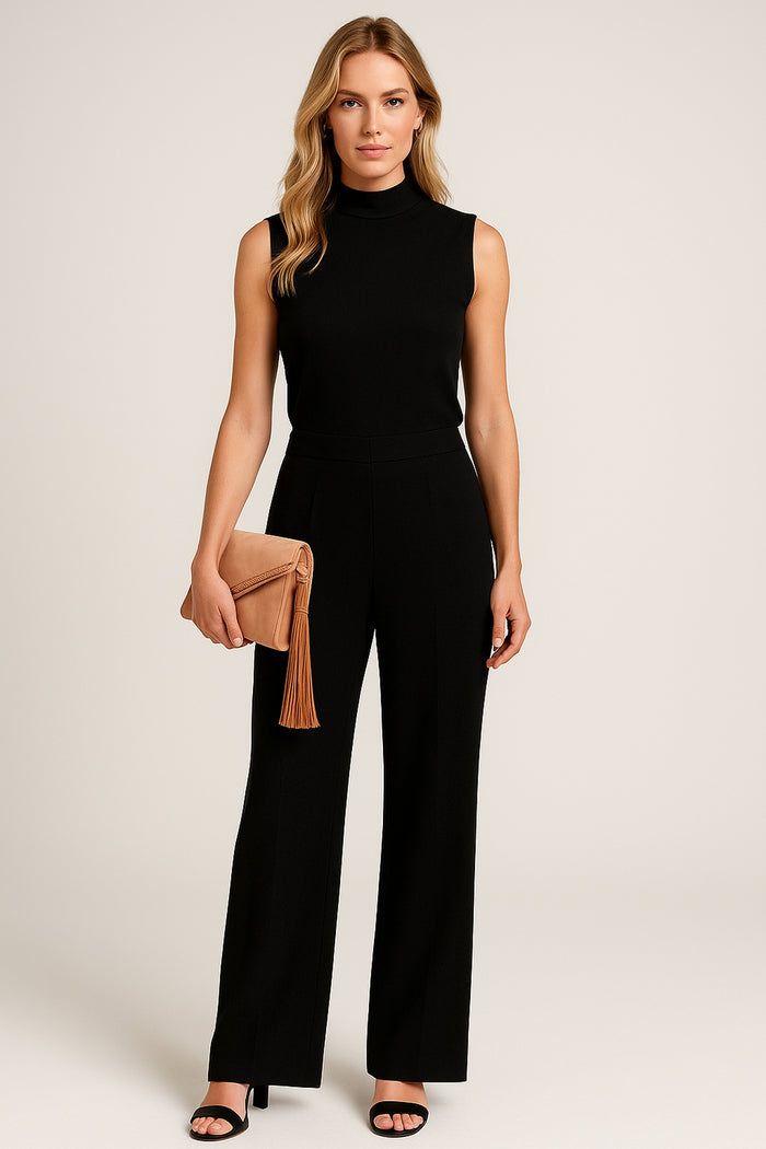 Sleeveless wide-leg jumpsuit, styled occasion view