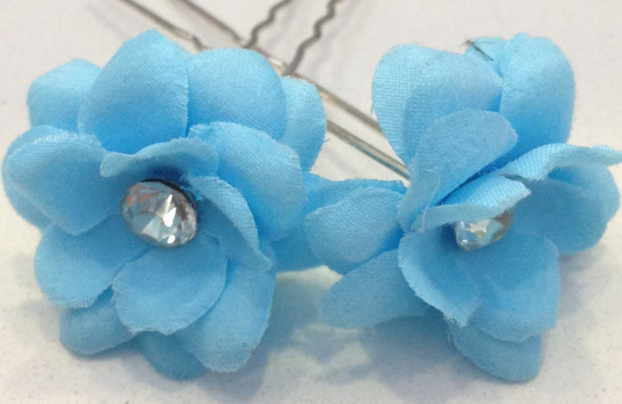 Fabric Flower Hairpins with Rhinestone