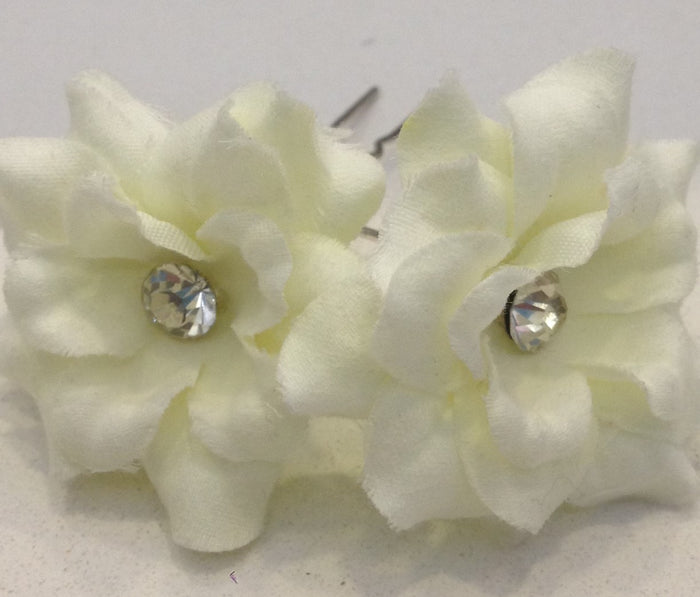 Fabric Flower Hairpins with Rhinestone